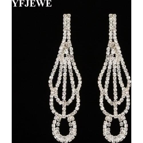YFJEWE Fashion Gold and Silver Color Drop Dangle Earrings Crystal Classic Accessories Jewelry Long Earrings Hanging E473