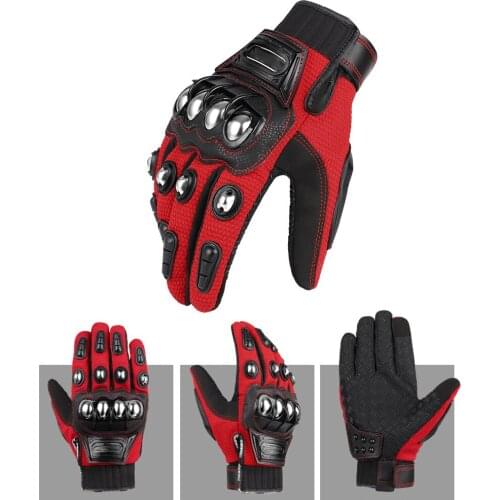 1pair Motorcycle Gloves Touch Screen Gear Anti Slip Ergonomic Fashion Outdoor Accessories Protective Full Finger Alloy Steel