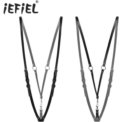 Men Women Steampunk Gothic Lingerie Leather Adjustable Harness Belt Straps Roleplay Costume Clubwear Nightclub Party Rave Clothe