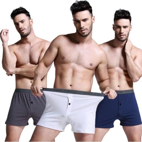 Mens Underwear Cotton Boxer Summer Big Pants Large Size Plus Fat Increase Solid Color Mid-waist Boxer Aro Pants Pajamas