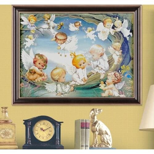 Cute Little Angel child baby Handmade Needlework Embroidery DIY Cross Stitch Kits Crafts 14CT Unprinted Home decor wall Arts