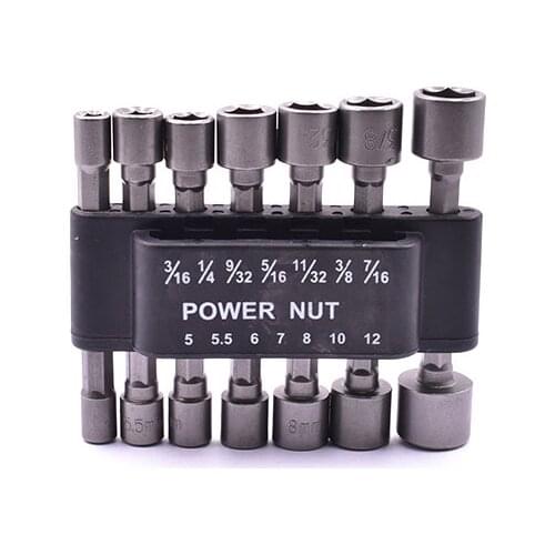 9/14pcs 5-13mm Hexagon Nut Driver Drill Bit Socket Screwdriver Wrench Set for Electric Screwdriver Handle Tools No Magnetic