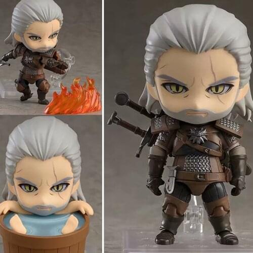 New 10cm Q Witcher-ed 3 Wild Hunt 907 Geralt White Wolf Geralt PVC Action Figures Model Toys Gift Doll