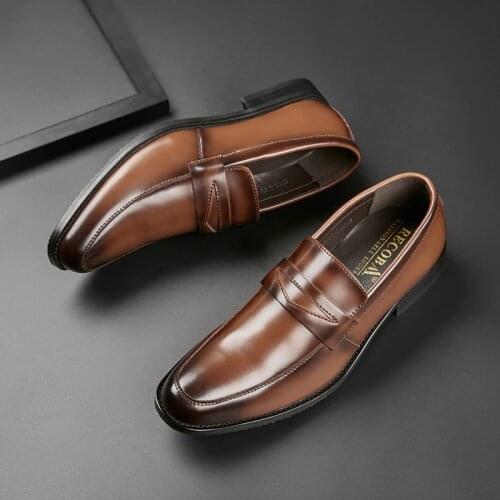 New leather one-legged foot loafers business suits mens leather shoes classic breathable mens leather shoes