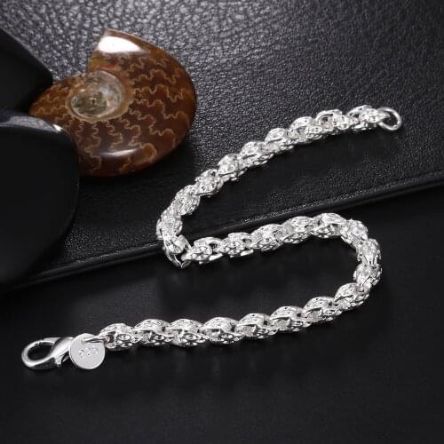 New popular hot 925 sterling Silver geometry Chain Bracelets for Women man Fashion Wedding Party Christmas Gifts fine Jewelry
