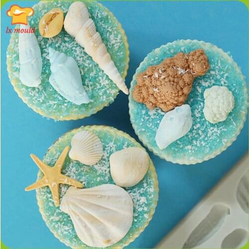 New Marine Series fondant Mould Conch Shell Silicone Mold Chocolate Tools Marine Cake Decoration Molds
