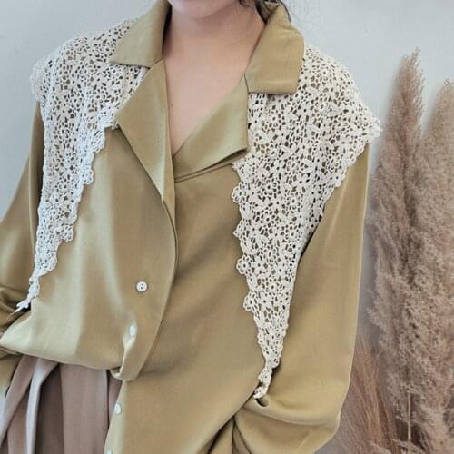 MoriBty Solid Lace Women Triangle Scarf Wraps Spring-Autumn Small Floral Shawl Bufandas Luxury Hollow-Out Shoulder Knot Neck Tie