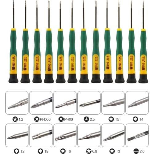 12Pcs/Set Screwdriver P2 P5 0.8 1.2 Pentalobe Y 2.0 1.2 1.5 2.0 Phillips Flatted T3 T4 T5 T6 for Macbook Air/Pro Phone Repair