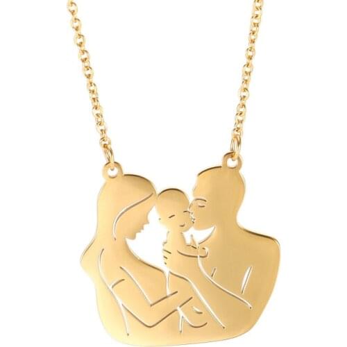 Custom Engrave Name Necklace Jewelry Family Love Baby Father Mother Mon Gifts For Mother Stainless Steel Women Baby Birth Kids