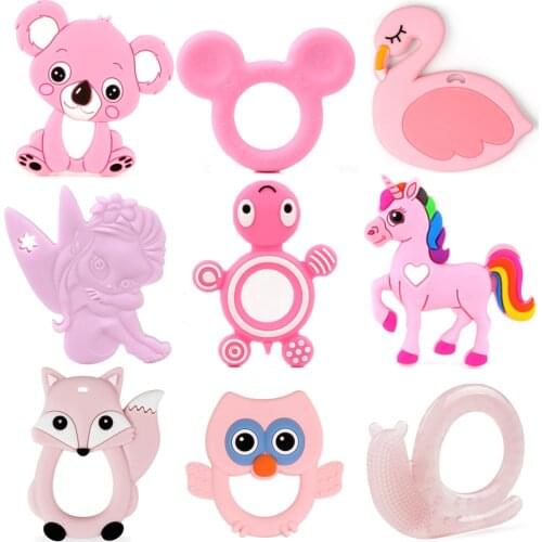 Food Grade Silicone Teether Koala Fox Turtle Baby Teething Toys Rodent Baby Chew For Mother DIY Pacifier Chain Tools