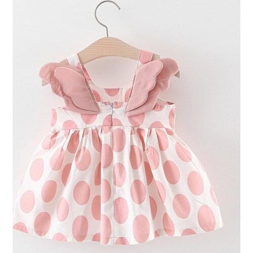 Girls Dress Sleeveless Polka Dot Print Western Style Wings dress