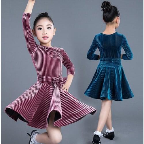 Latin Dance Dress For Girls Fall Ballroom Practice Wear Long Sleeve Dancer Outfits Cha Cha Clothes Performance Costume DL6863