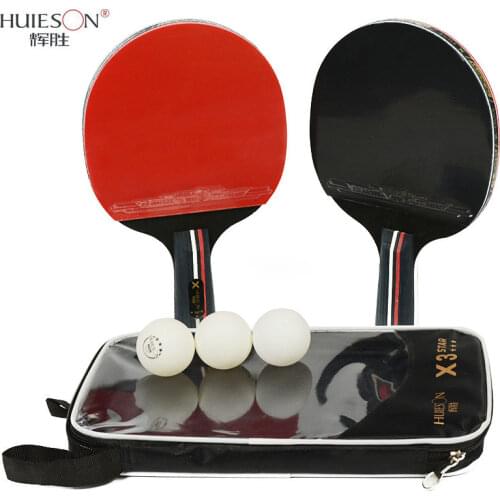 Huieson 2pcs/lot Table Tennis Bat Racket Double Face Pimples In Long Short Handle Ping Pong Paddle Racket Set With Bag 3 Balls