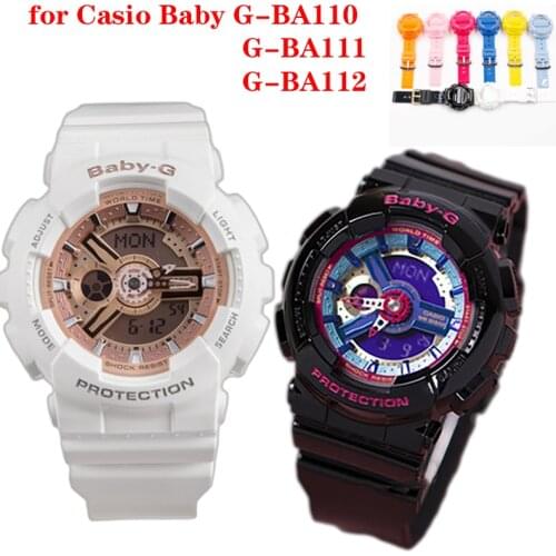 Resin for Casio strap female pin buckle watch accessories strap+case for Casio BABY-G BA-111 110 112 120 waterproof rubber strap