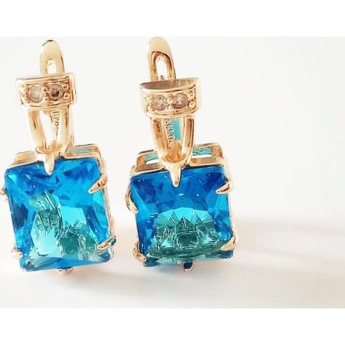 Luxury Big Square Drop Earrings for Lady Office Earring Rose 585 Gold Color Women Jewelry Gift