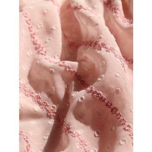Donut Spring and Summer Pink Hanfu Embroidery High-End Chiffon Cloth Dress Clothing Designer Fabric