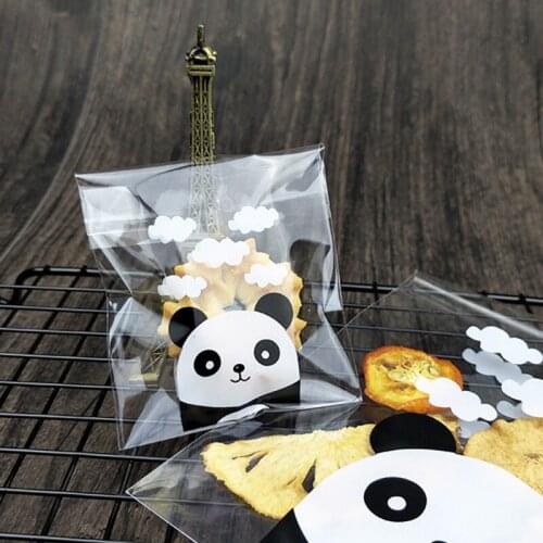 100pcs Panda And Chicks Self-adhesive Plastic Cookie Bags Transparent Wedding Gift Candy Bag Biscuits Packaging