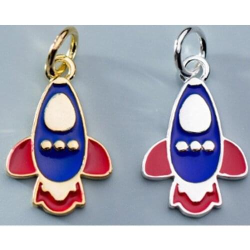 925 Sterling Silver Cartoon Handcraft Rocket Design Charms Earrings Bracelets Dangle Silver Pendants DIY Fine Jewelry Materials