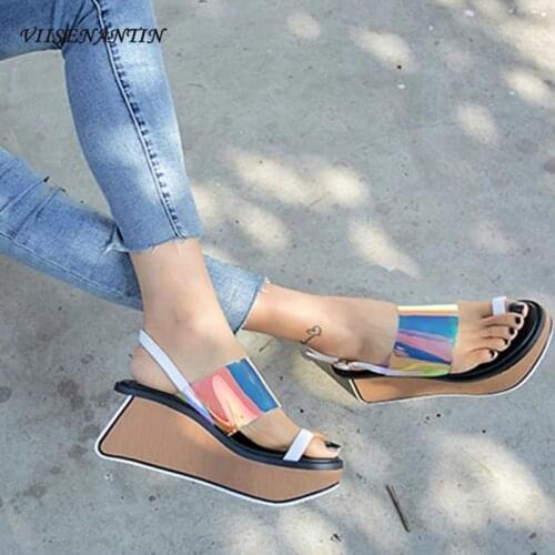 Flip-Flop Sandals Women 2021 Summer Fairy Style All-match Fashion Buckle Thick-soled High Heel Sandals
