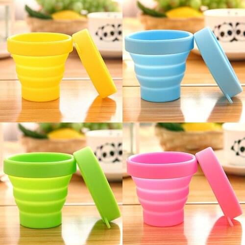 Silicone Folding Cups Food Grade Water Cup Camping Travel Retractable Coloured Portable Outdoor Coffee Drinking CuP Handcup
