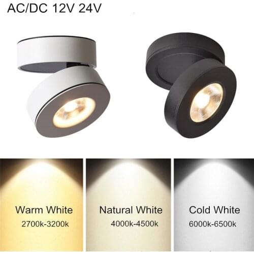 AC/DC 12V 24V Foldable Surface Mounted LED Downlight 5W 7W 10W 12W LED Bulb 360 Angle Rotatable 3000K/4000K/6000K LED Spot Light
