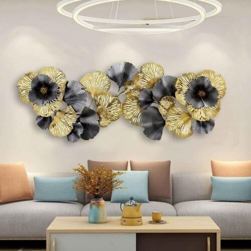 Modern simple style household accessories Iron metal ginkgo leaf wall hanging decoration background Pendant of clubhouse