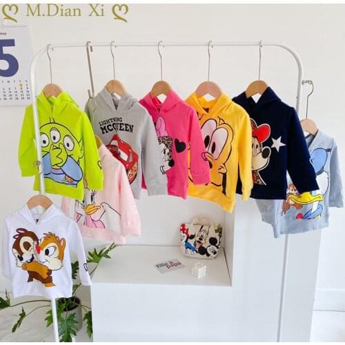 Spring Autumn New Boys Girls Cartoon Minnie Thin Hooded Sweater Baby Western Style Hooded Cartoon Bottoming Childrens Clothing