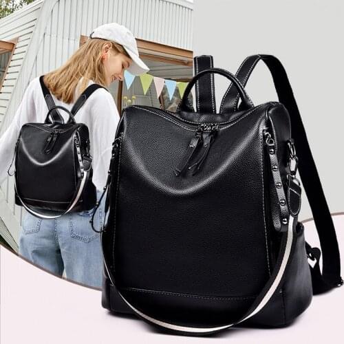 Vintage High Quality Womens Leather Backpack 2021 Ladies Double Shoulder Bag Large Capacity Backpacks for School Teenage Girls