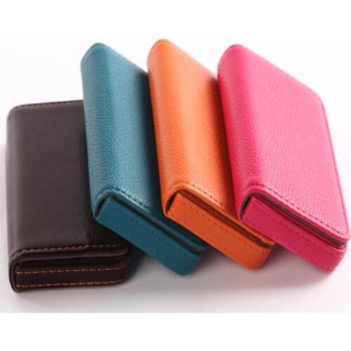 Business Card Holder Mens And Womens Fashion Card Case Large Capacity Square Magnetic Litchi Pattern Bag Card Case