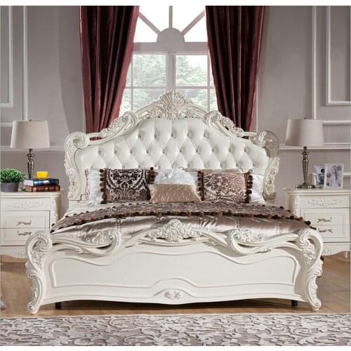 High quality European modern bed French carved bedroom furniture 1.8 m 7971