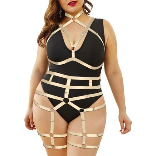 Womens Underwear Plus Size Exotic Sexy Lingerie Necklace Hanging Goth Chest Harness Gothic Bondage Costumes Plump Garter Belts
