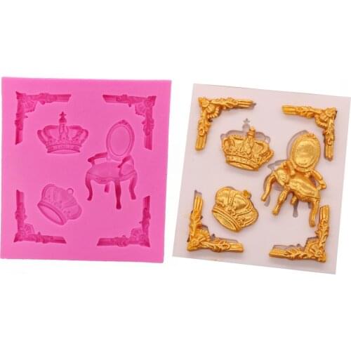 1Pcs Crown Chair Silicone Mold Fondant Mould Cake Border Decorating Tools Chocolate Gumpaste Molds,Kitchen Accessorie T1243