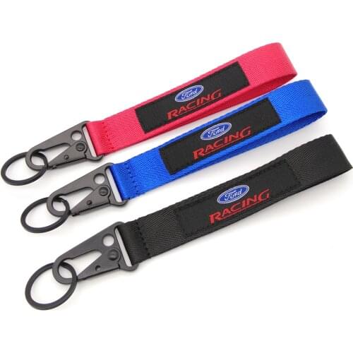 1 pcs metal alloy car badge key chain for Ford long chain key ring 4s shop auto accessories keychain men and women gift Pendant