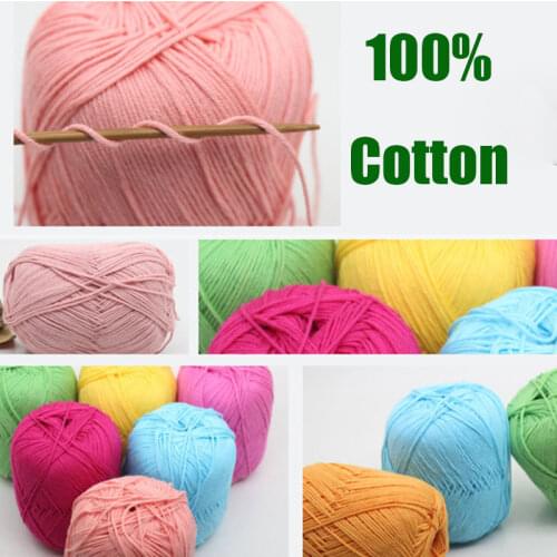 2pcs X50g 100% Cotton Yarn Organic Combed Yarn for Knitting Wearable Washable Suggest Needle