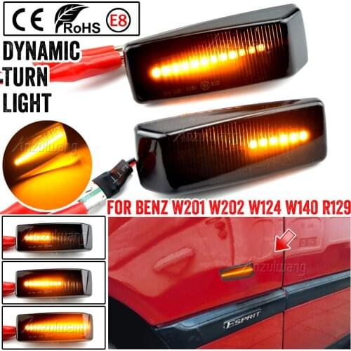 2pcs Dynamic LED Side Marker Light Turn Signal Sequential Lamp For Mercedes-Benz W201 190 W202 W124 W140 R129 SL-CLASS