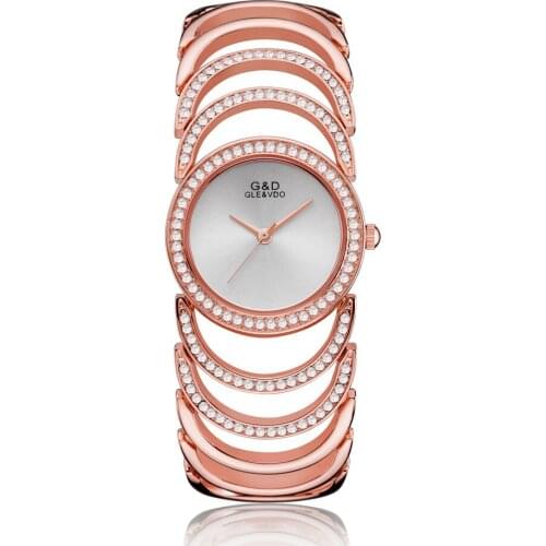 2019 Luxury Brand lady Crystal Watch Women Dress Watch Fashion Rose Gold Quartz Watches Female Stainless Steel Wristwatches 2019