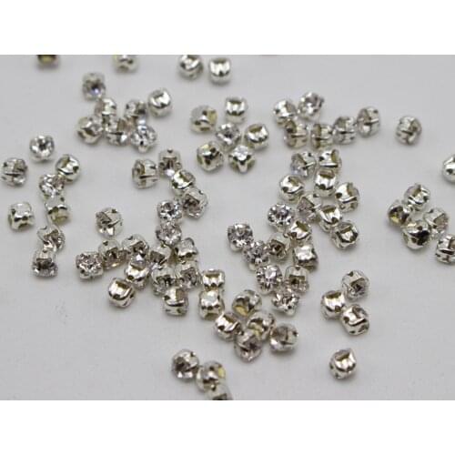 288 Silver Colour Colour Clear Crystal Glass Rose Montees 3mm SS12 Sew on Rhinestones Beads
