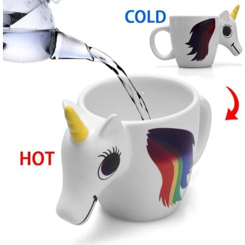 300ML Cartoon Unicorn Mug 3D Color Changing mugs Ceramic milk coffee cup for tea travel Discoloration Cups unicorn gifts