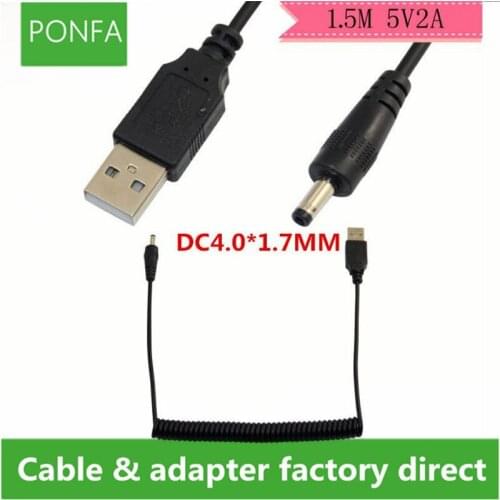 5V2A USB to DC 4.0x1.7mm power plug DC revolving USB bus charging line 4.0 1.7