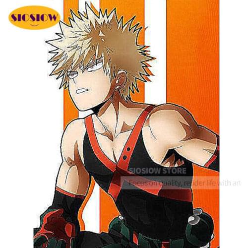 Bakugou Diy 5D Diamond Painting My Hero Academia 3d Embroidery Picture Japan Animation Cross Stitch Full Square Home Decoration