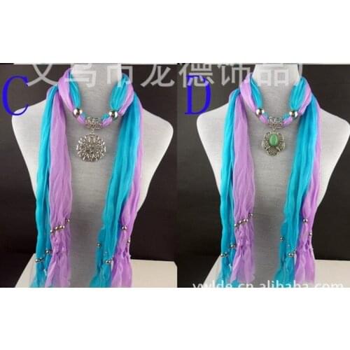 Free 2018 Fashion Scarf blue jewelry Pendant necklace womens Soft charm scarves Jewellery Mix design Color 24PCS
