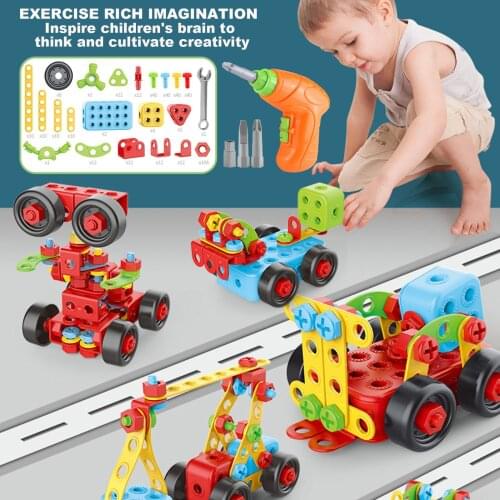 DIY Kids Drill Screw Nut Puzzles Toys Pretend Play Tool Drill Disassembly Assembly Machine Children Drill 3D Puzzle Toys For Boy