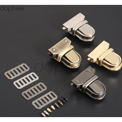 Dophee 1 sets 33*29mm Bag Clasp Locks Duck-Tongue Lock Twist Turn Lock For Luggage Handbag Purse Leather Bags Clothing