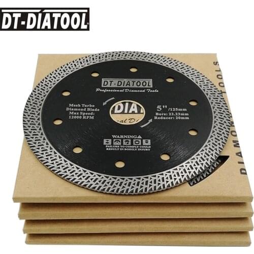 DT-DIATOOL 5pcs/set Mesh Turbo Diamond Cutting Disc Saw Blade Diamond Wheel for Granite Marble Tile Brick Dia 4"/4.5"/5"