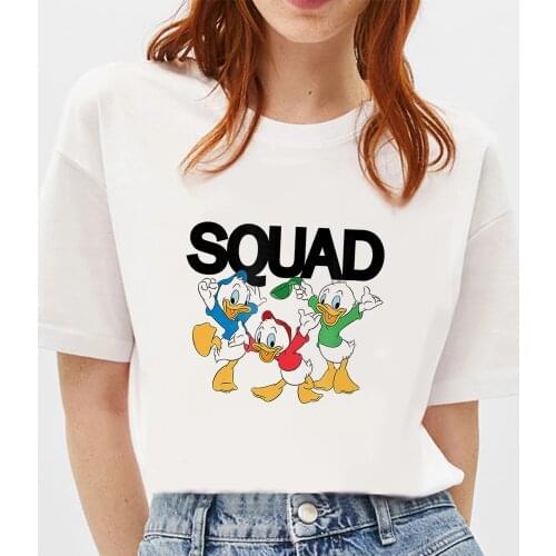 Disney Donald Duck Squad Hewy Louie Dewey DuckTales T-shirt Kawaii Cartoon T Shirt Women Graphic Tee Tops Harajuku Unisex Tshirt