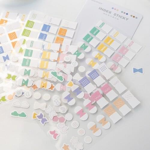 162Index/Pack Solid Color Sticky Notes Index Memo Pad Bookmarks Cute Scheduler Paper Stickers Kids Students Stationery