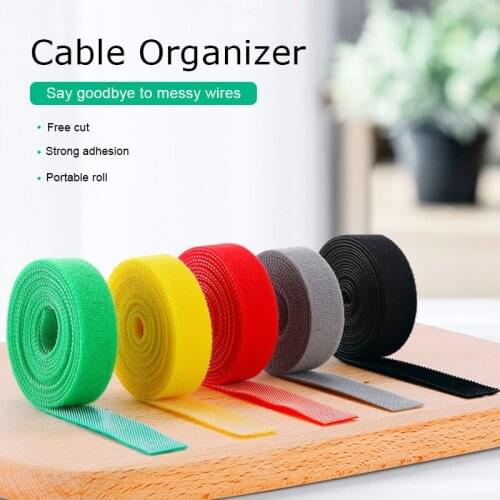 Cables Management Cable Organizer 1m Wire Protector for Mouse Ties Earphone Phone Free Cut Cord Winder Stick Tape Hook Holder