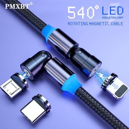 540 Rotate Magnetic Cable Magnet Charger Micro USB Type C Cable Mobile Phone Wire Cord For iPhone 11 Pro X Max 6 7 8 Plus Xiaomi