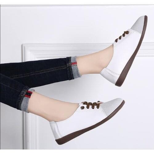 Spring Winter Fashion Women Flats shoes Autumn Woman Loafers Genuine Leather Female Splicing Shoes Slip On Ballet Bowtie Women