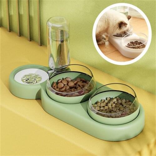 NEW Cat Food Bowl Automatic Feeder Water Dispenser Pet Dog Cat Food Container Drinking Raised Stand Dish bowl Pet Waterer Feeder